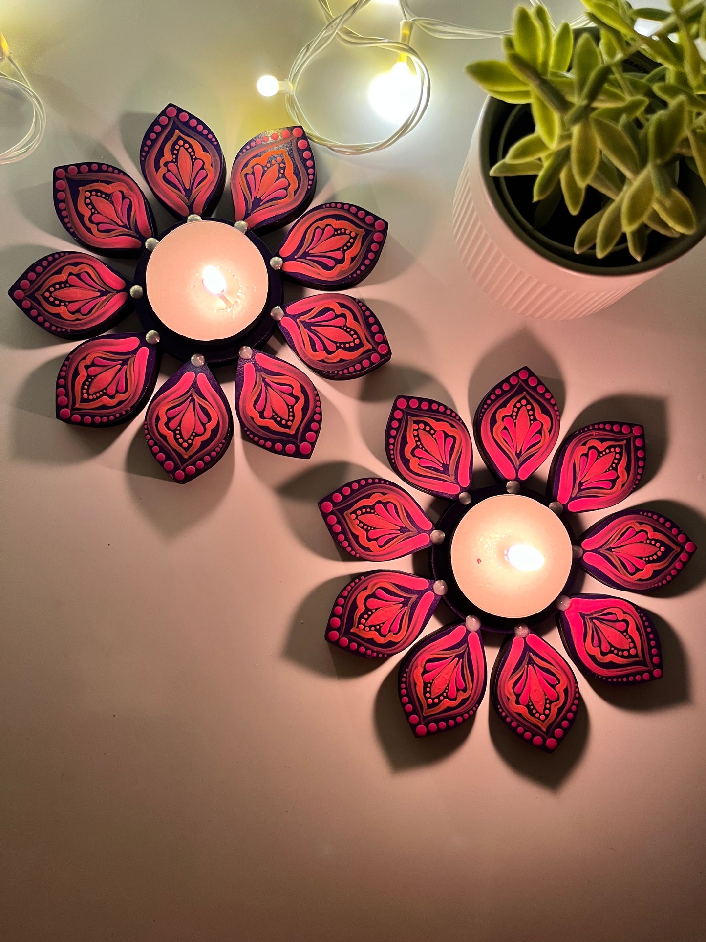 Tea Light Holder Flower Shape - Set of 2