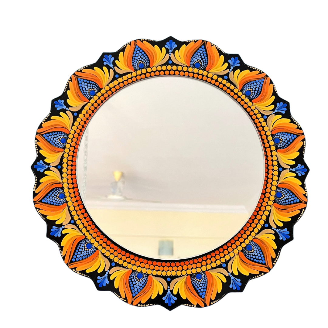 Dot Art Mandala Wall Decor - Mirror, Orange