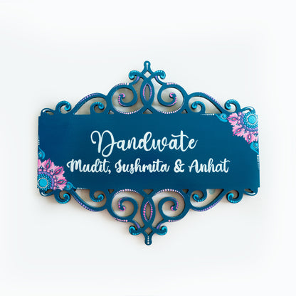 Rectangular Cutwork Dot Mandala Nameplate