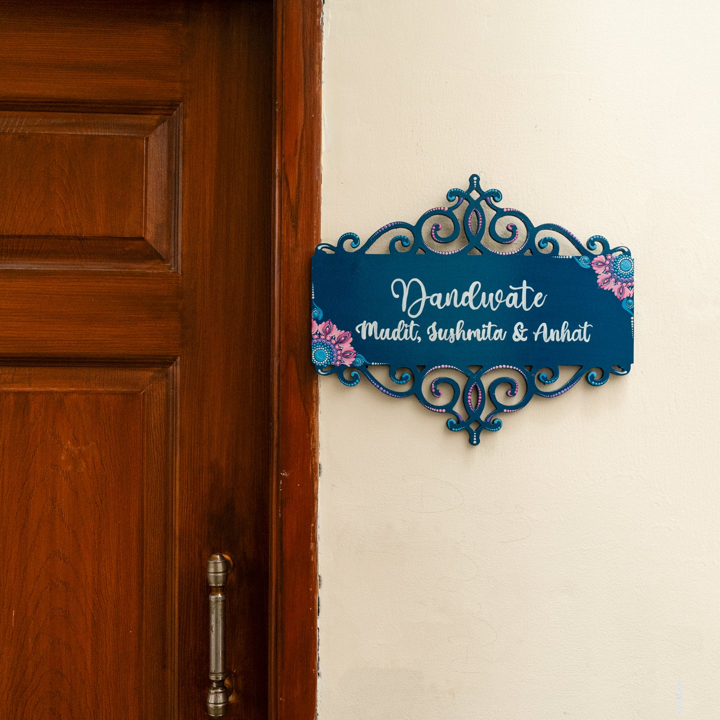 Rectangular Cutwork Dot Mandala Nameplate