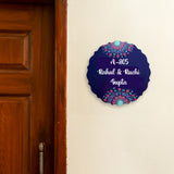 Twilight Glow Dot Mandala Circular Nameplate with Curved Edge – 12" – Hand-painted Personalized Door/Wall Sign