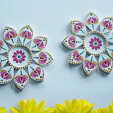 Hand-Painted Lotus Mandala Tealight Holders – Festive Home Decor