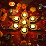 Decorative Dot Mandala Art  Set – Eco-Friendly Wooden Candle Holders
