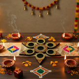 Decorative Dot Mandala Art  Set – Eco-Friendly Wooden Candle Holders