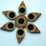 Decorative Dot Mandala Art  Set – Eco-Friendly Wooden Candle Holders