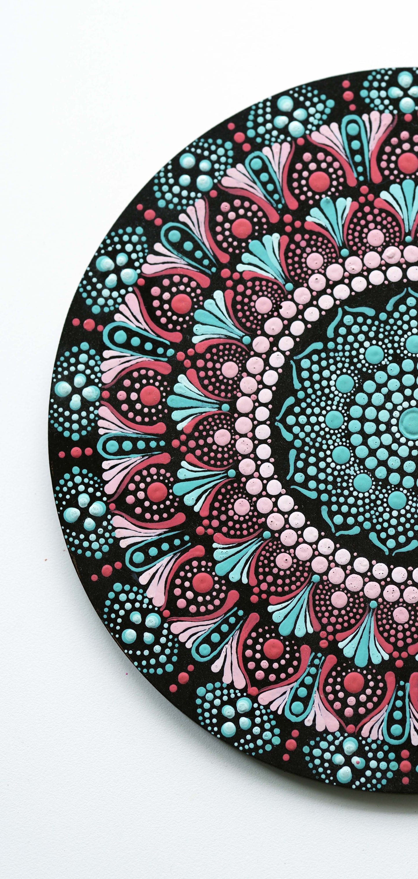 Radiant Pink & Gold Mandala Wall Plate – Handpainted Dot Art