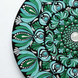 Hand-Painted Green Mandala Wall Plate – Dot Art