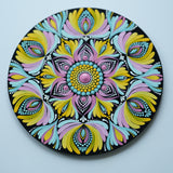 Radiant Floral Burst Mandala Wall Plate – Hand-Painted Dot Art