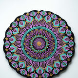 Purple & Teal Lotus Bloom Hand-Painted Mandala Wall Plate – Dot Art