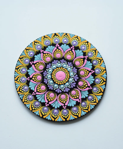 Radiant Pastel Dot Mandala Wall Art - Hand-Painted