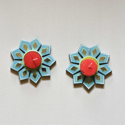 Tealight Holder Geometric Flower - Set Of 2