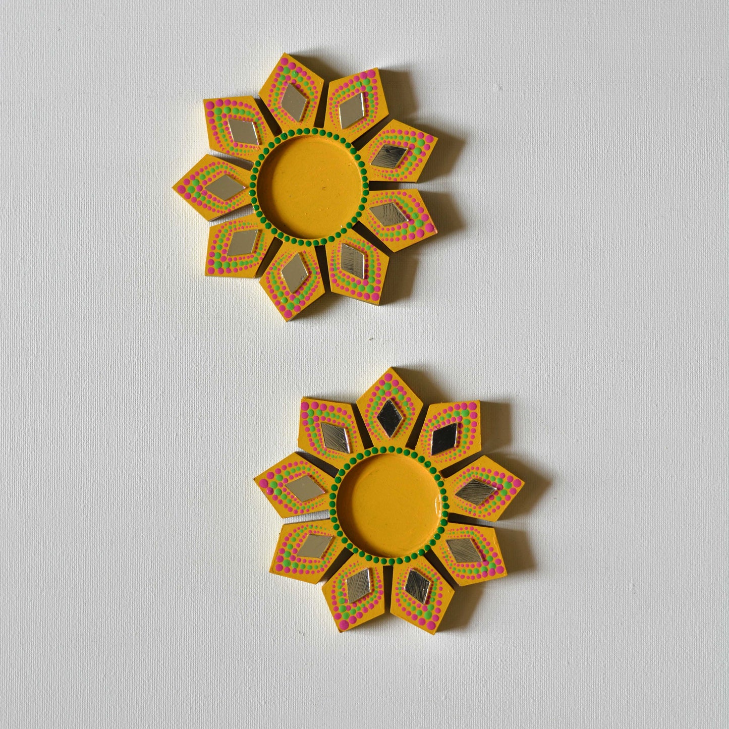 Tealight Holder Geometric Flower - Set Of 2