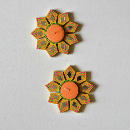 Tealight Holder Geometric Flower - Set Of 2