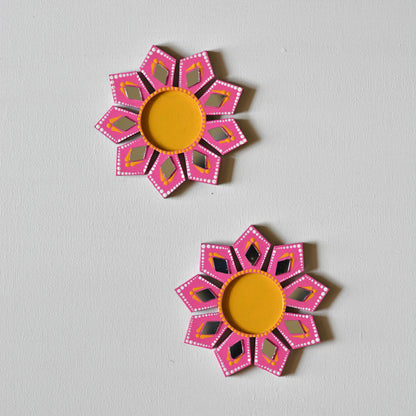 Tealight Holder Geometric Flower - Set Of 2