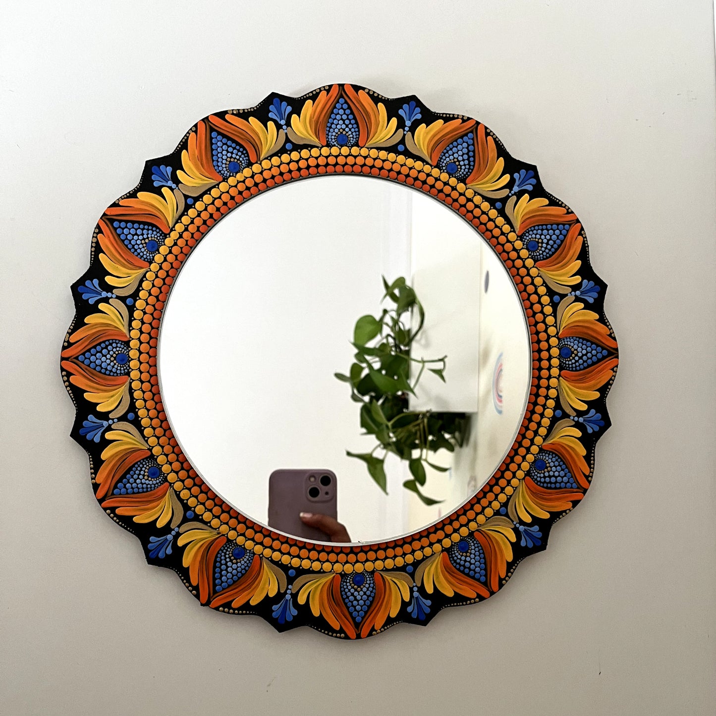 Dot Art Mandala Wall Decor - Mirror, Orange