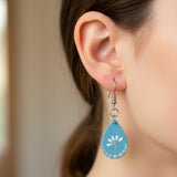 Sky Blue l Drop Earrings – Hand painted Minimal Mandala Style
