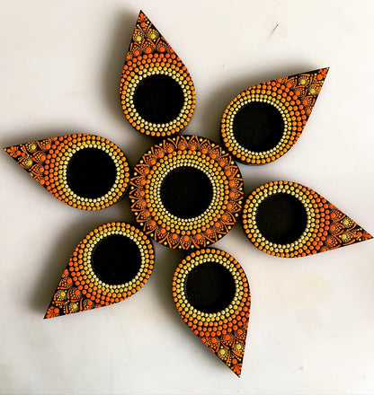 Rangoli Style Tealight Holders - Yellow Shades