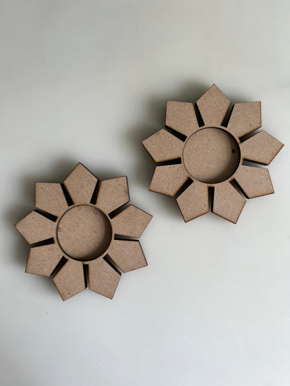 Geometric shape Mdf base tealight holder Set of 2