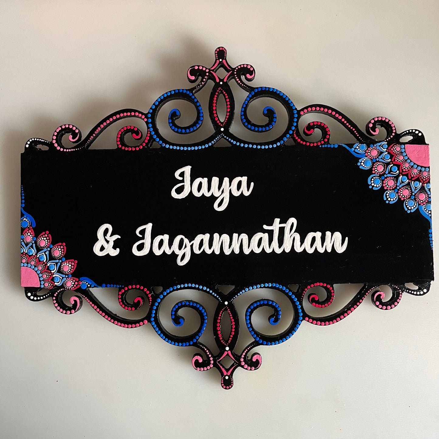 Rectangular Cutwork Dot Mandala Nameplate