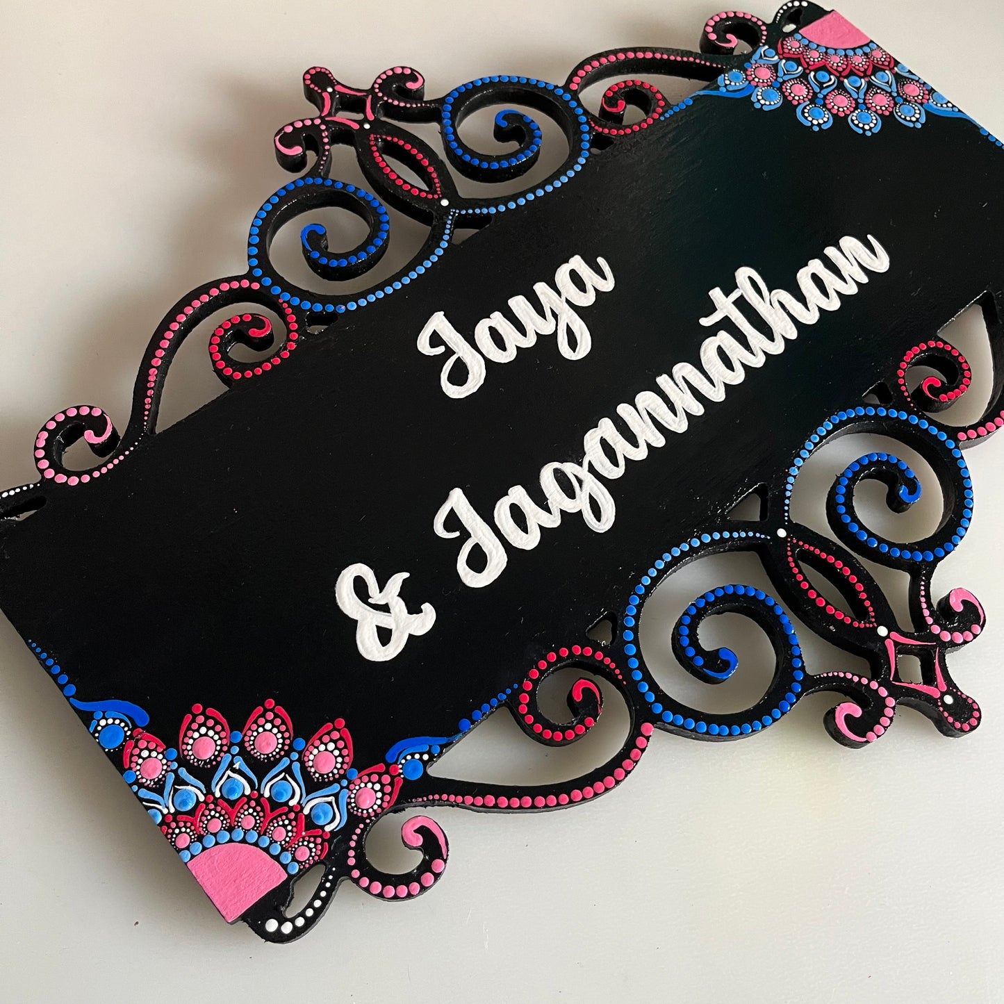 Rectangular Cutwork Dot Mandala Nameplate