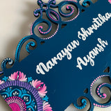 Turquoise Lotus Semi- Dot Mandala Cutwork Nameplate – Hand painted