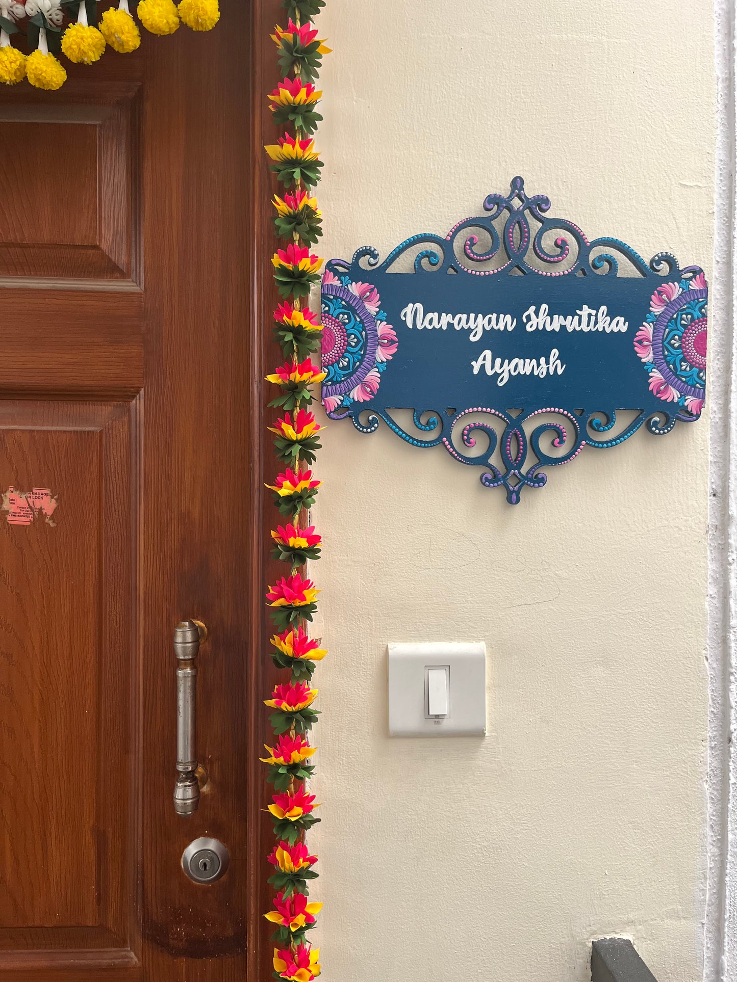 Rectangular Cutwork Dot Mandala Nameplate