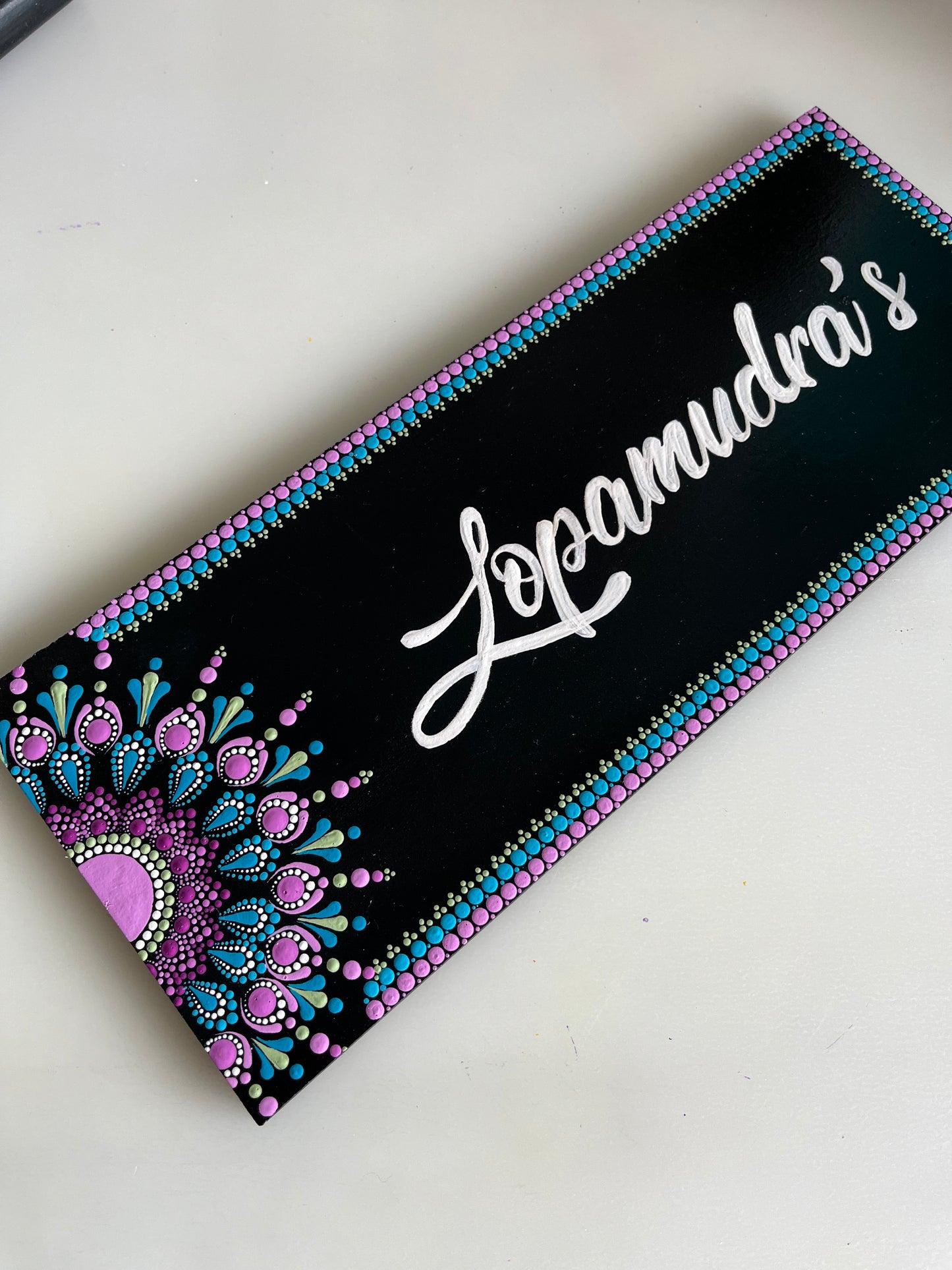 Customizable Dot Art Rectangular Nameplate