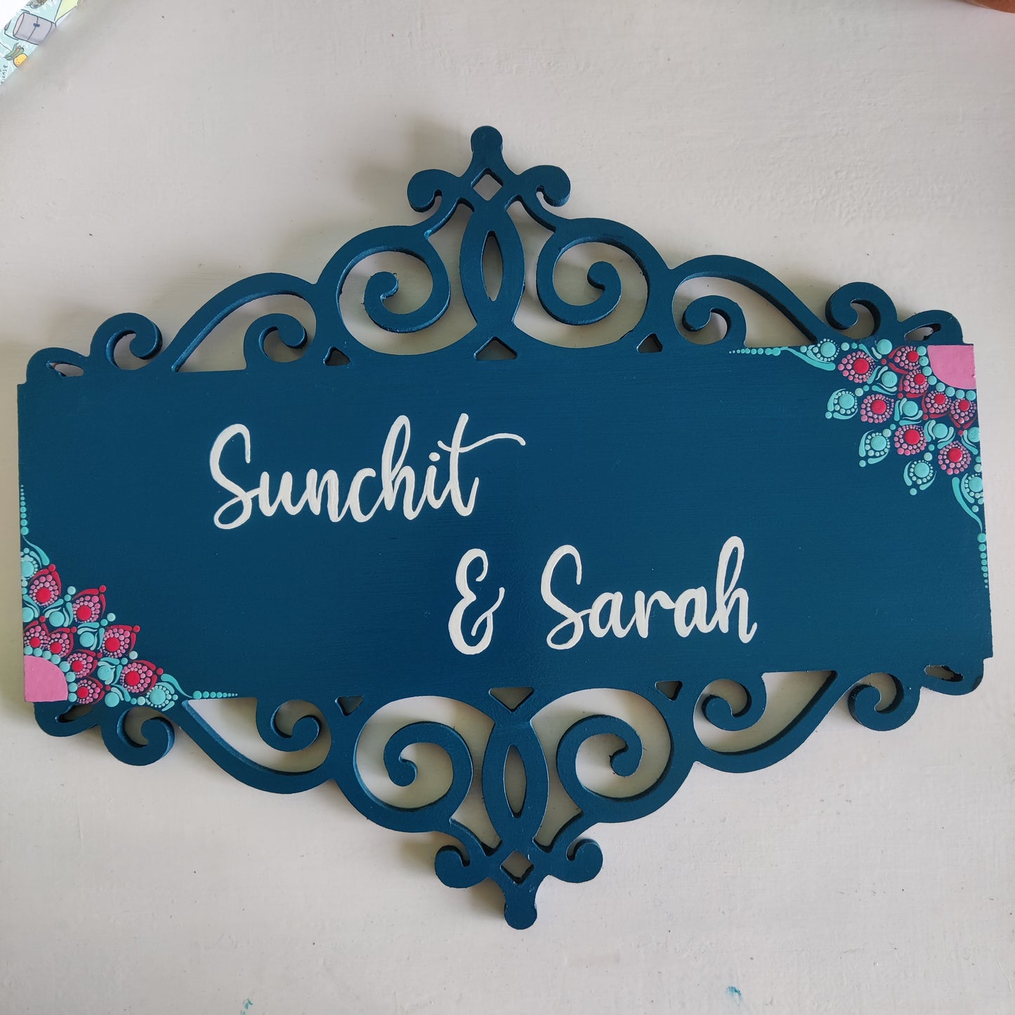 Rectangular Cutwork Dot Mandala Nameplate