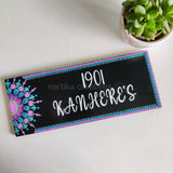 Purple & Green Semi  Dot Mandala Rectangular Nameplate – 12 x 30 cm