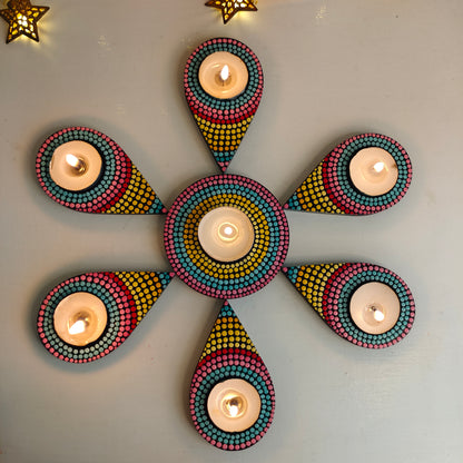 Tealight Holders Rangoli Style - Blue Shades