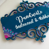 Turquoise & Pink Dot Mandala Corner Cutwork Nameplate – 3 Design Variants