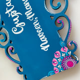 Turquoise & Pink Dot Mandala Corner Cutwork Nameplate – 3 Design Variants