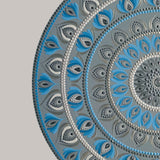 Elegant Blue & Silver Mandala Wall Art – Hand-Painted Dot Design
