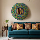 Sacred Geometry Mandala – Flower of Life Design in Blue & Green