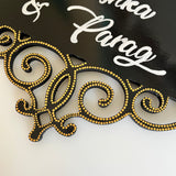 Black & Gold Accented Cutwork Nameplate with Colorful Dot Mandalas