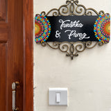 Black & Gold Accented Cutwork Nameplate with Colorful Dot Mandalas