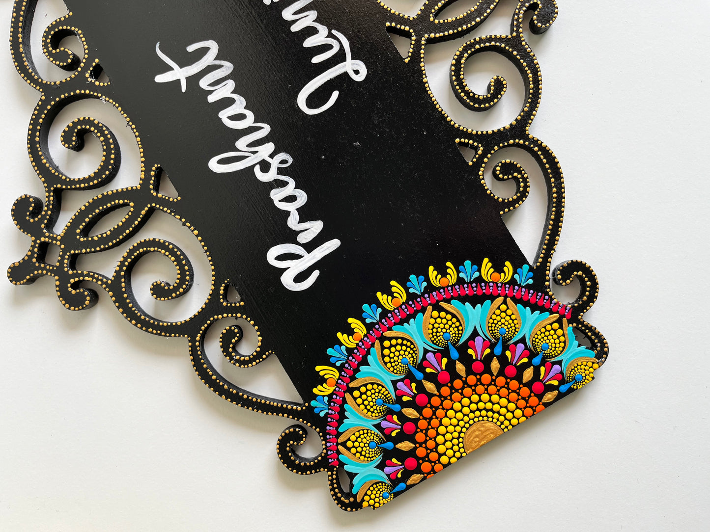 Rectangular Cutowork Dot Mandala Nameplate