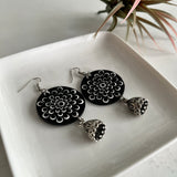Dot Mandala art Earning Round Jhumki Black