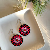 Dot Mandala art Earrings Round- Pink & Red