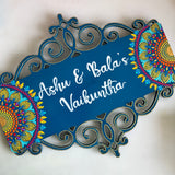 Turquoise Semi- Dot Mandala Cutwork Nameplate – Customizable