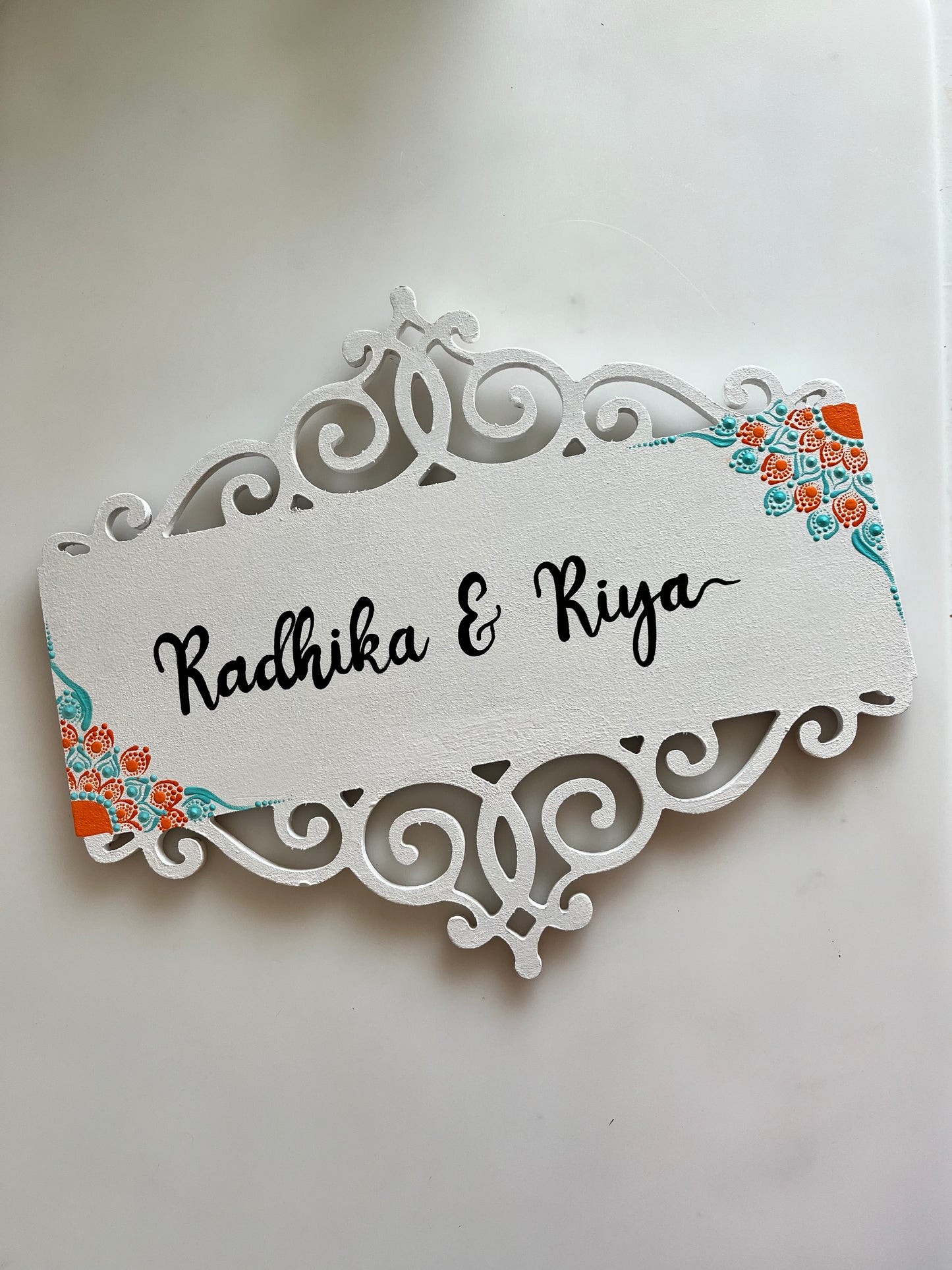 Rectangular Cutwork Dot Mandala Nameplate