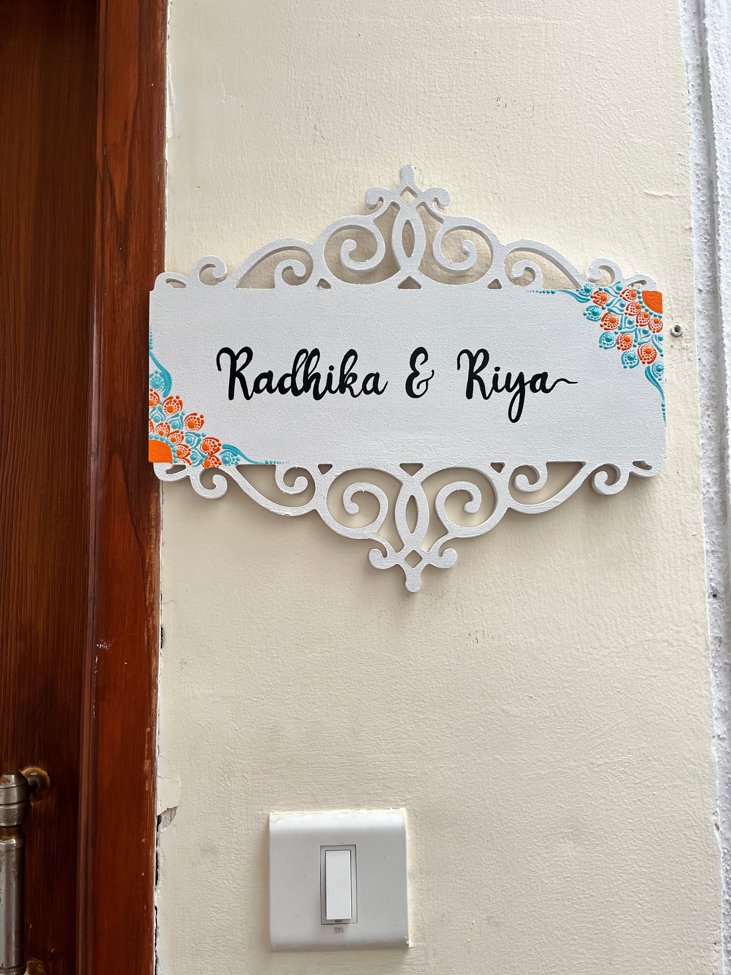 Rectangular Cutwork Dot Mandala Nameplate