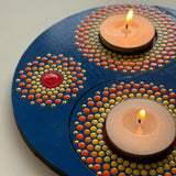 Yin Yang Dual Flame – Hand-Painted Mandala Dot Art Tealight Holder