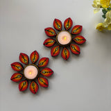 Sunburst Radiance – Hand-Painted Mandala Tealight Holders