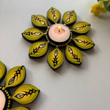 Golden Glow – Hand-Painted Floral Tealight Holder