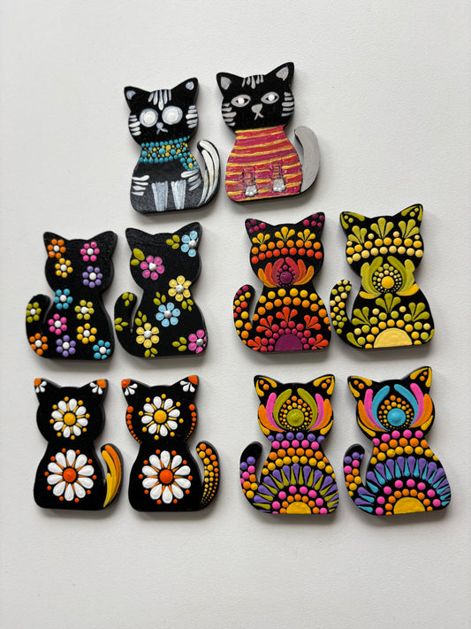 “Whisker Wonders – Hand-Painted Mandala Cat Magnets”