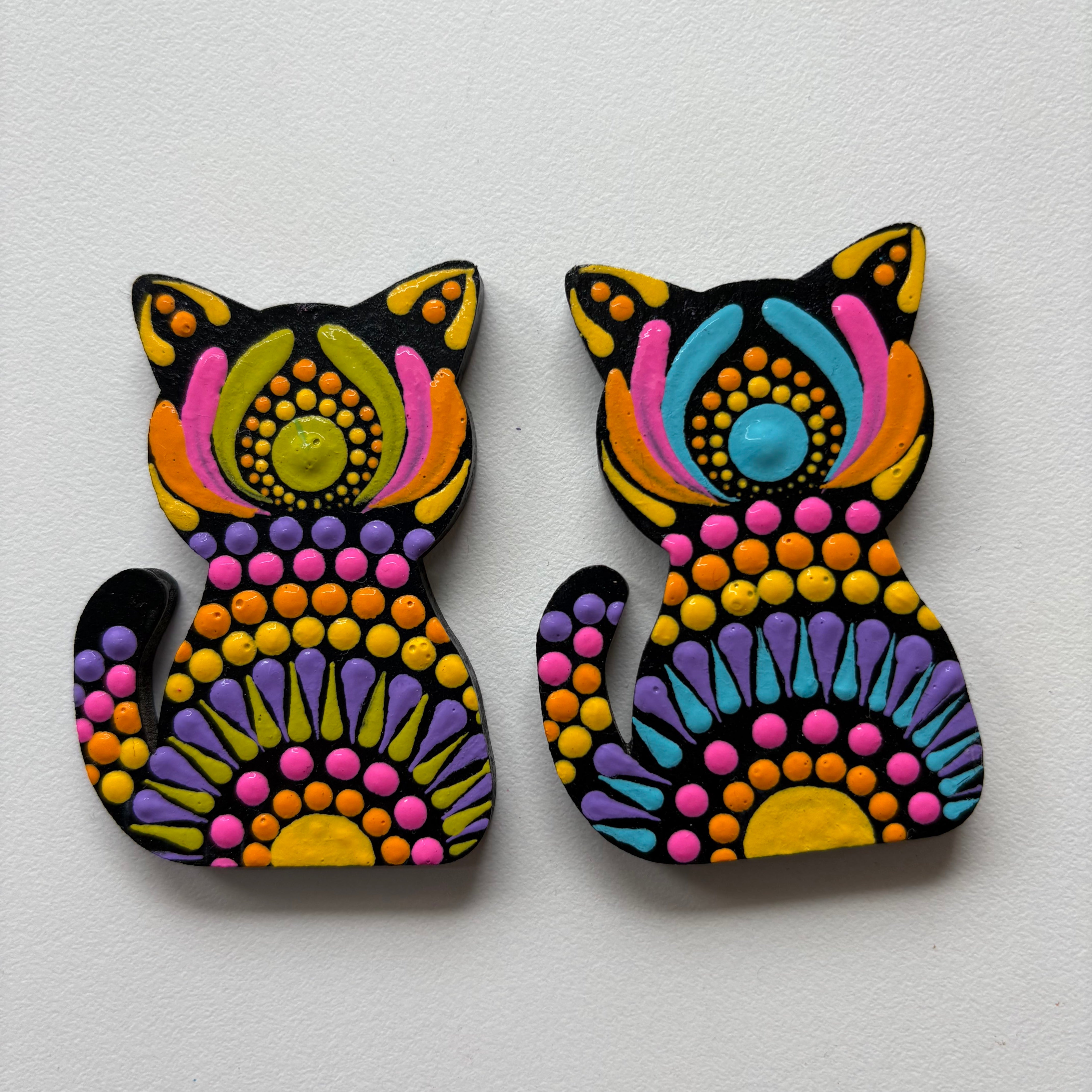 Whisker Wonders – Hand-Painted Dot Mandala Cat Magnets