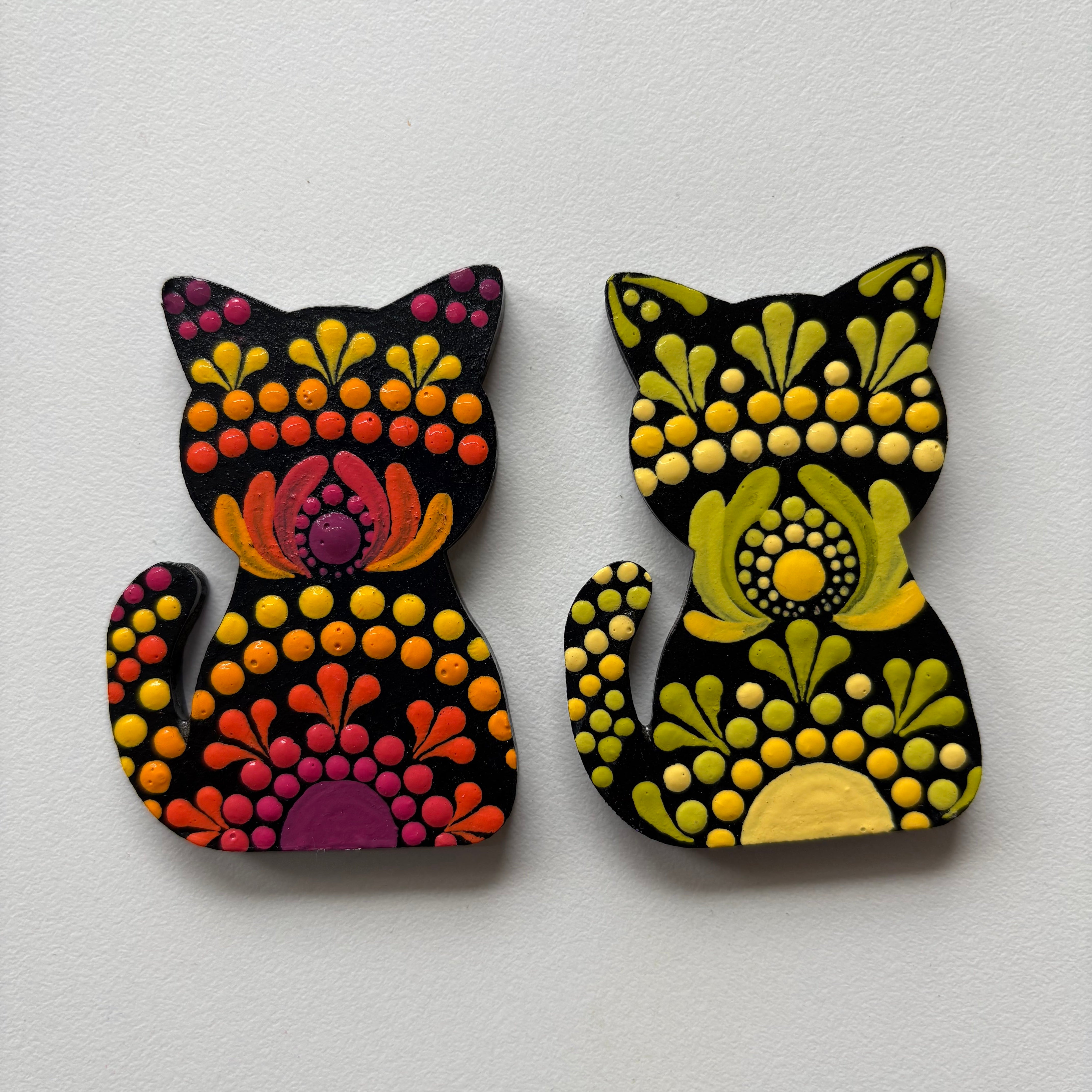Whisker Wonders – Hand-Painted Dot Mandala Cat Magnets