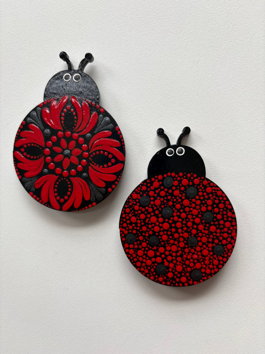 “Ladybug Love – Handcrafted Mandala Dot Art Magnets”