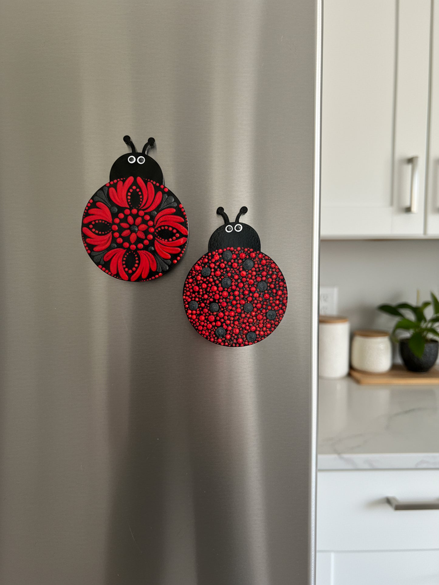 Ladybug Love – Handcrafted Mandala Dot Art Magnets